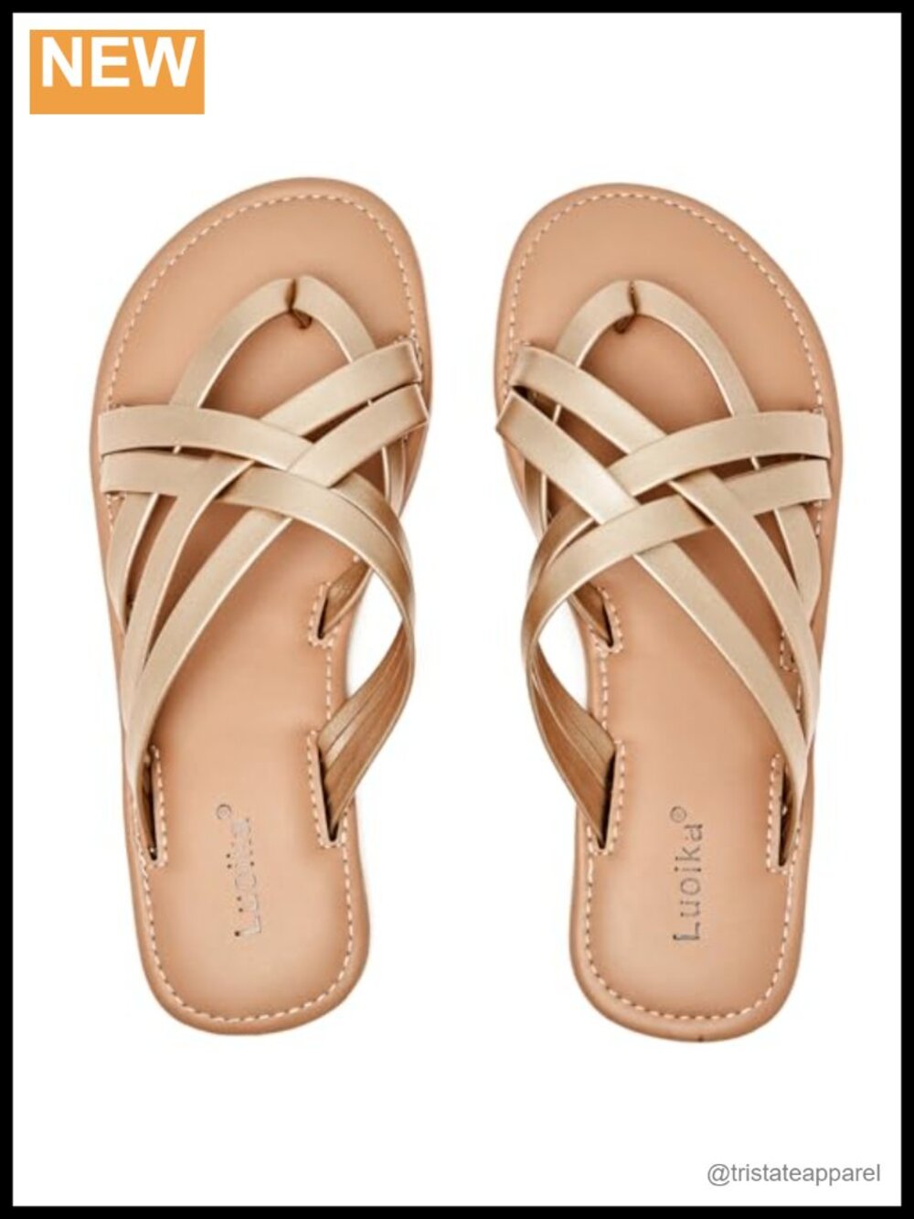 Wide Width Strappy Slide Sandals with Faux Leather X-Strap and Flat Heel